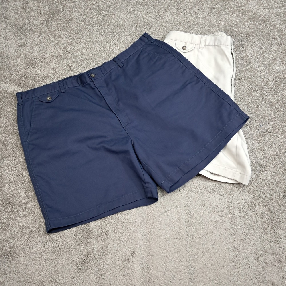 Towncraft Mens 44 Shorts Bundle Navy Khaki Easy Care Stain Release 2 Pair Lot